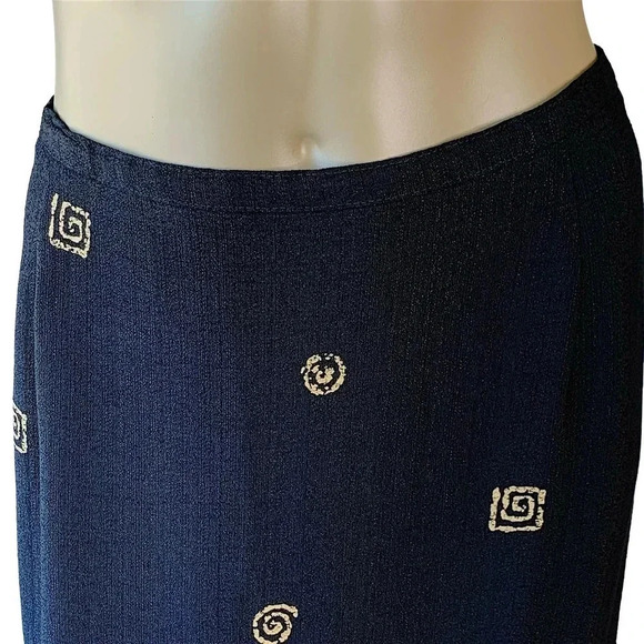 Alfred Dunner Vintage Pull On Maxi Pencil Skirt Size 16 Black Gold Safari Print - Picture 6 of 15